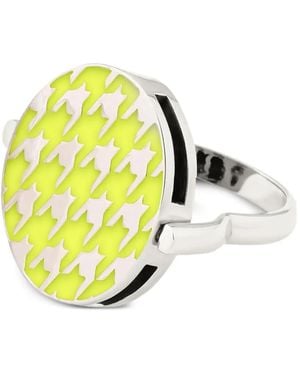 Luhta Houndstooth-Pattern Ring - Metallic
