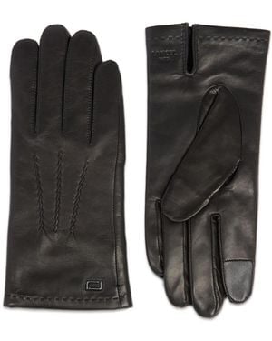 Lancel Sellier Logo-Stamp Lather Gloves - Black