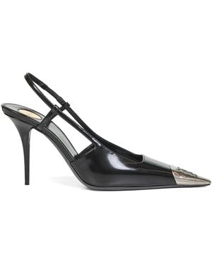 Saint Laurent 90Mm Jeanne Metal Cap Toe Pumps - Black