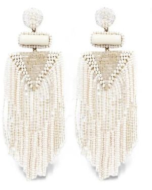 Deepa Gurnani Jody Beaded Fringe Earrings - White