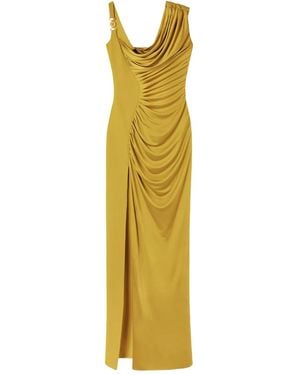 Versace Maxi Asymmetric-Neck Dress - Metallic