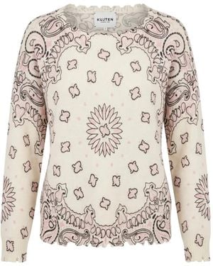 Kujten Pull Mela Bandana Bico Paisley-Print Cashmere Sweater - White