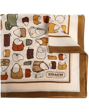 COACH Handbag-Print Silk Scarf - Natural
