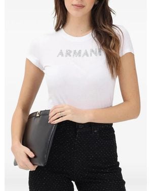 ARMANI EXCHANGE Glitter-Logo T-Shirt - White