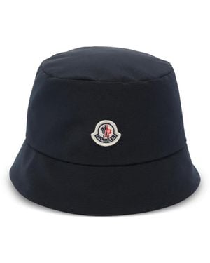 Moncler Cappello Bucket Reversibile Con Logo - Blu