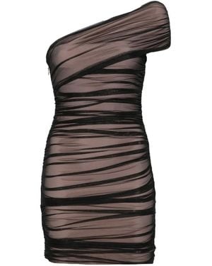 Hervé Léger Oralie Ruched One-Shoulder Mini Dress - Black