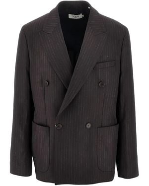 Wax London Vigo Double-Breasted Pinstripe Blazer - Black