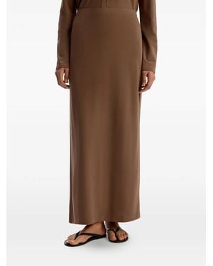 12 STOREEZ Split Midi Skirt - Brown