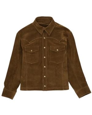 Fortela Chest-Pocket Suede Jacket - Brown