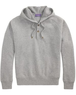 Ralph Lauren Button-Down Drawstring Hoodie - Grey