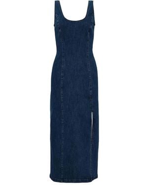 Rag & Bone Abito Midi Athena Con Inserti Denim - Blu