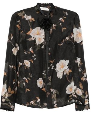 Zimmermann Camisa Ascent Con Estampado Floral - Negro