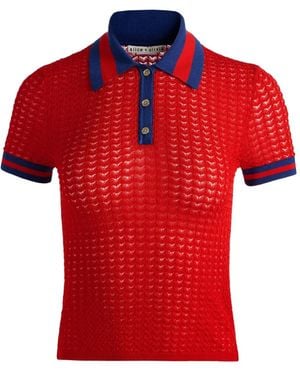 Alice + Olivia Martha Pointelle Poloshirt - Rood
