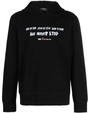 Kiton スローガン パーカー - ブラック