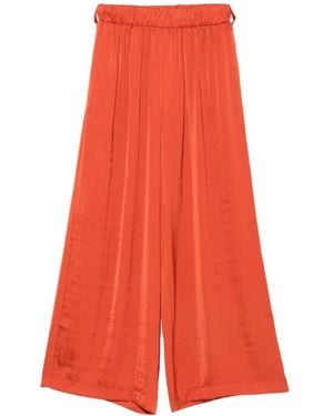 MOUTAKI Satin-Finish Belted Cropped Trousers - Red