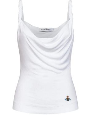 Vivienne Westwood Orb-Embroidered Cowl-Neck Top - White