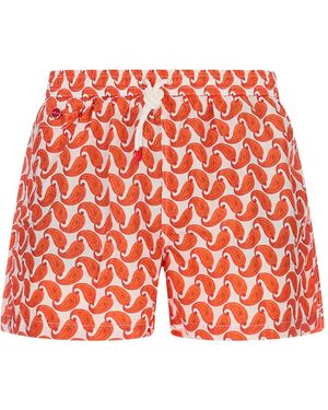 Kiton Paisley-Print Swim Shorts - Red