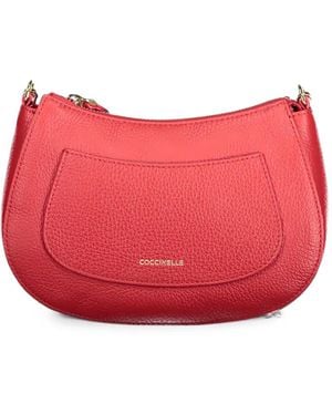 Coccinelle Grained Leather Shoulder Bag - Red