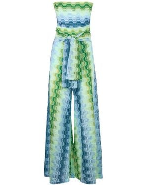 PHO® Firenze Zigzag-Pattern Wide-Leg Jumpsuit - Green