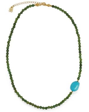 Ottoman Hands Collier Felice À Perles De Jade - Metallic