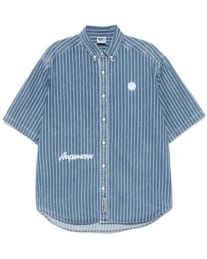 Aape By A Bathing Ape Gestreiftes Jeanshemd - Blau