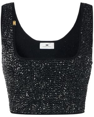 Elisabetta Franchi Knit Top With Sequins - Black