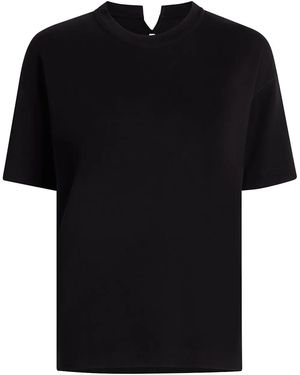 Another Tomorrow Luxe Seamed Cotton T-Shirt - Black