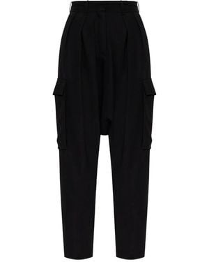 Loewe Pleated Cargo Trousers - Black