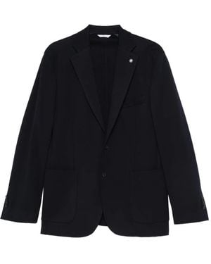 Manuel Ritz Notched-Lapel Single-Breasted Blazer - Blue