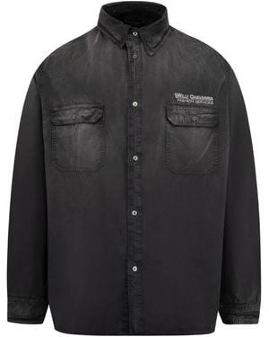 Willy Chavarria Corcoran Ls Chest-Pocket Long-Sleeve Shirt - Black