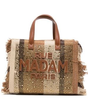 RUE MADAM PARIS Mini Casablanca Fringed-Trim Tote Bag - Brown