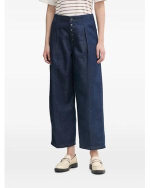Benetton Button-Front Wide-Leg Jeans - Blue