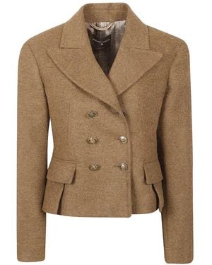 Ermanno Scervino Double-Breasted Notched-Lapels Cropped Jacket - Brown
