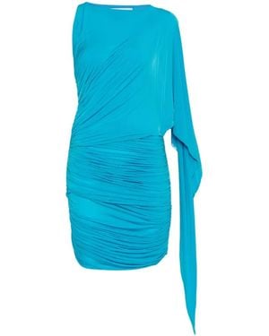 Alex Perry Robe Courte À Manches Drapées - Blue