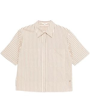 Yerse Striped Chest-Pocket Shirt - Natural