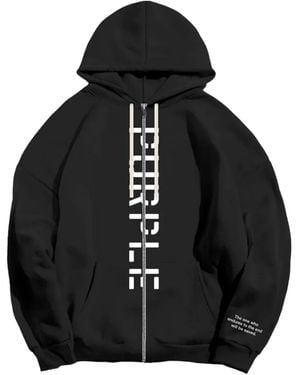 Purple Brand Logo Zip-Up Hoodie - Black