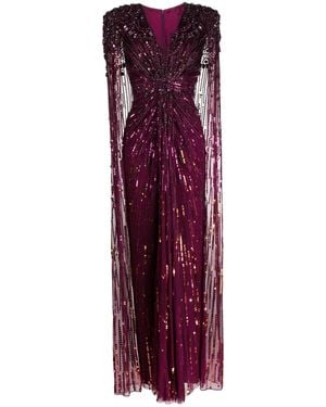 Jenny Packham Lotus Lady スパンコール イブニングドレス - パープル