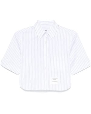 Thom Browne Gestreiftes Cropped-Hemd - Weiß