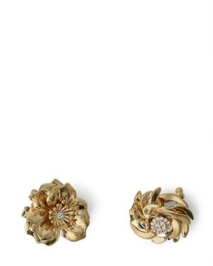 Miu Miu Ohrclips im Blumen-Design - Mettallic