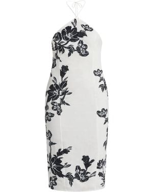 Hemant & Nandita Aahi Floral Halterneck Midi Dress - White