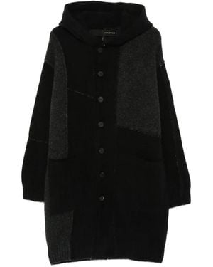 Isabel Benenato Hooded Long Cardigan - Black