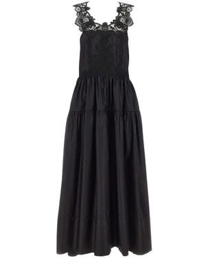 Maurizio Mykonos Lace-Detail Tiered Maxi Dress - Black