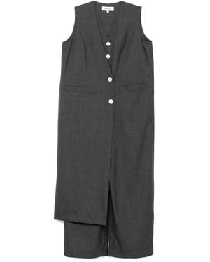 Enfold V-Neck Jumpsuit - Gray