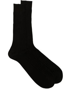 ZEGNA Logo-Print Socks - Black