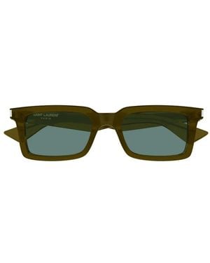 Saint Laurent Rectangle-Frame Sunglasses - Green
