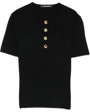 Karl Lagerfeld T-Shirt Mit Rundem Ausschnitt - Schwarz
