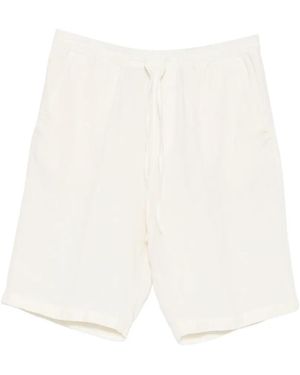 120% Lino Drawstring-Waist Shorts - White