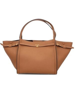Tod's T Timeless Leather Tote Bag - Brown