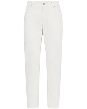 Brunello Cucinelli Five-Pocket Straight-Leg Trousers - White
