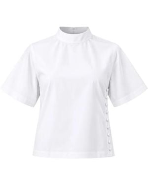 Circus Hotel Side-Buttoned High-Neck T-Shirt - White